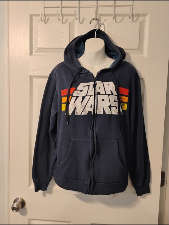 Star Wars Tops - Star Wars Navy And Retro Colored Zip Up Hooded Sweatshirt